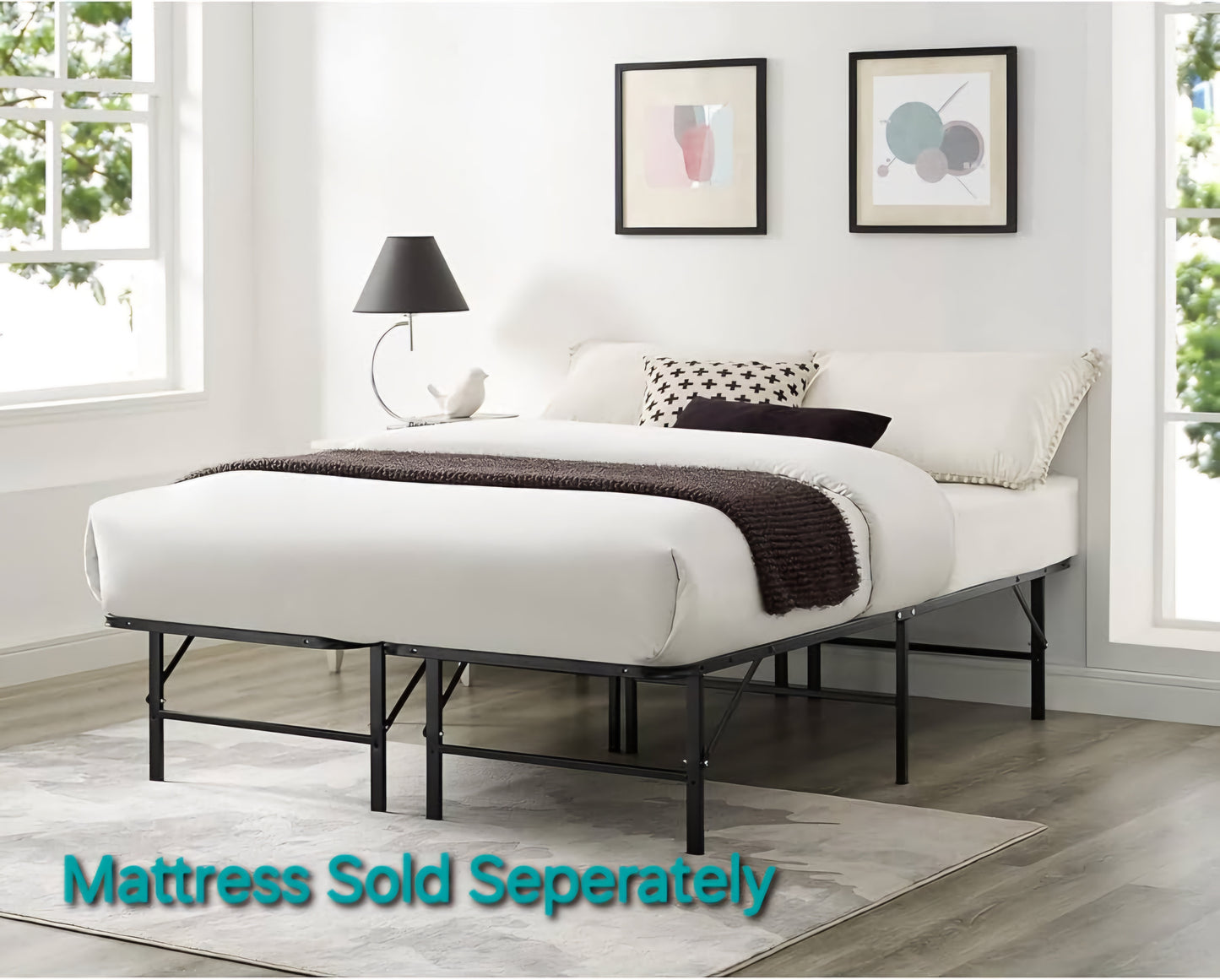 ALL-IN-ONE Metal Bed Platform (No Boxspring Needed) Mattress sits right on top!★Most Popular Choice★