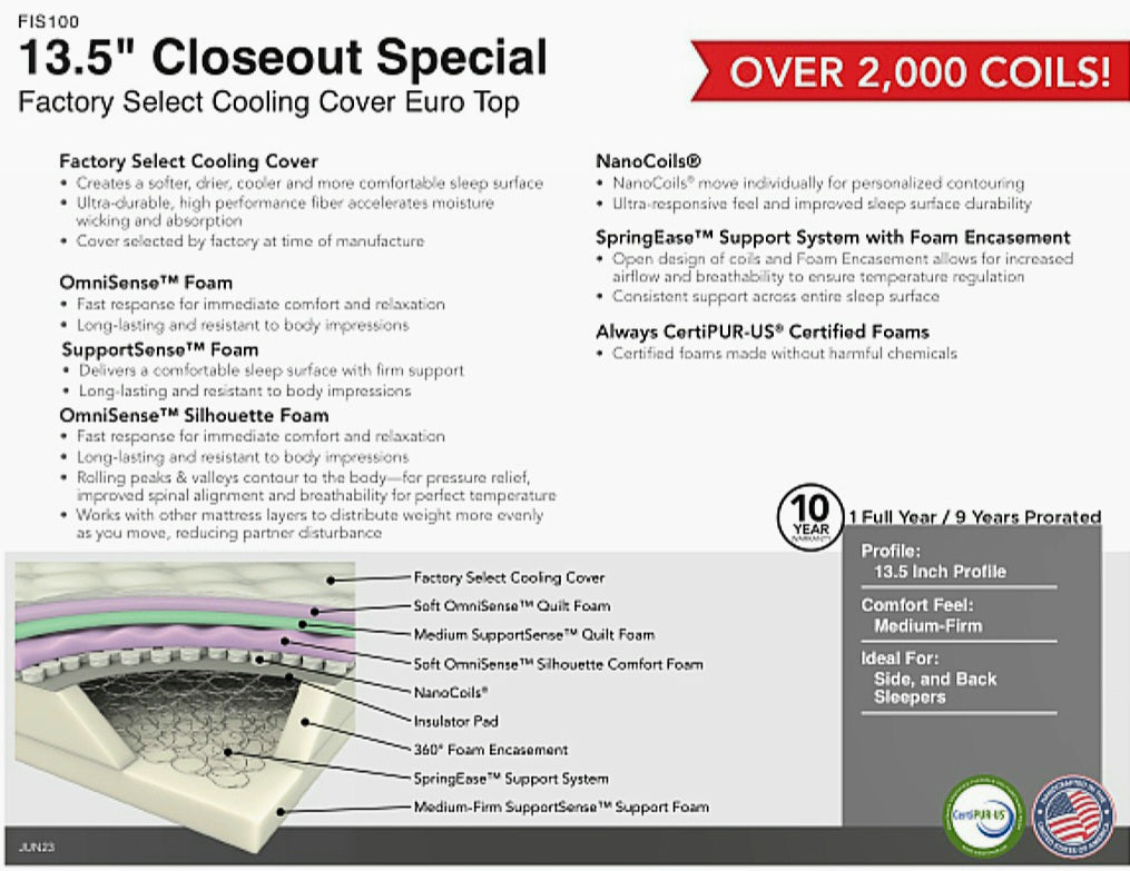 13.5" graphite pillowtop (Medium-plush) ★ CLOSEOUT SPECIAL! ★