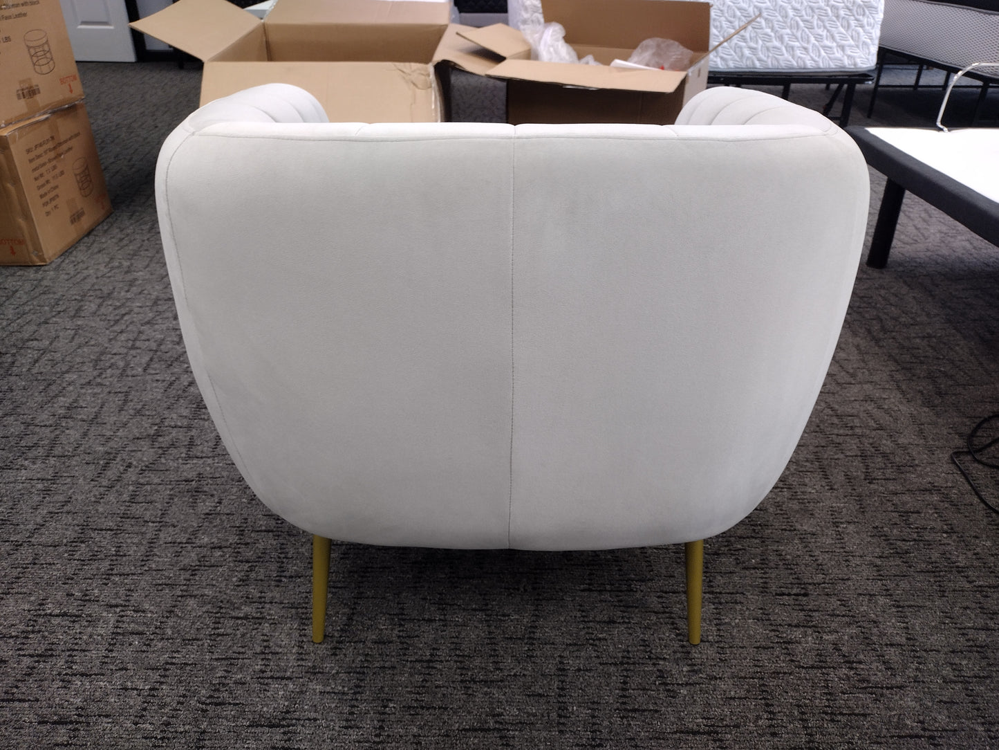 Timeless Elegant Modern Accent Chair (Grey Velvet) with gold legs!