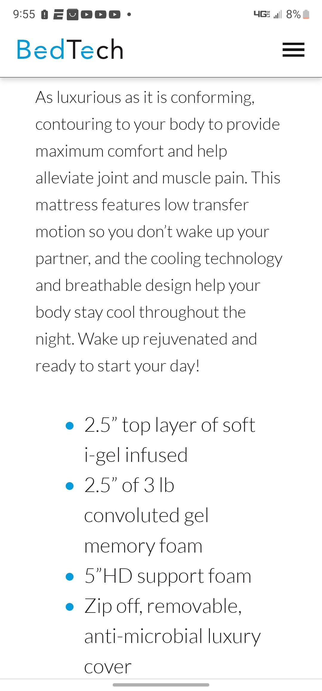 10" Gel Comfort (Bed Tech) Mattress ★Back-to-school SPECIAL★ SAME DAY LOCAL DELIVERY